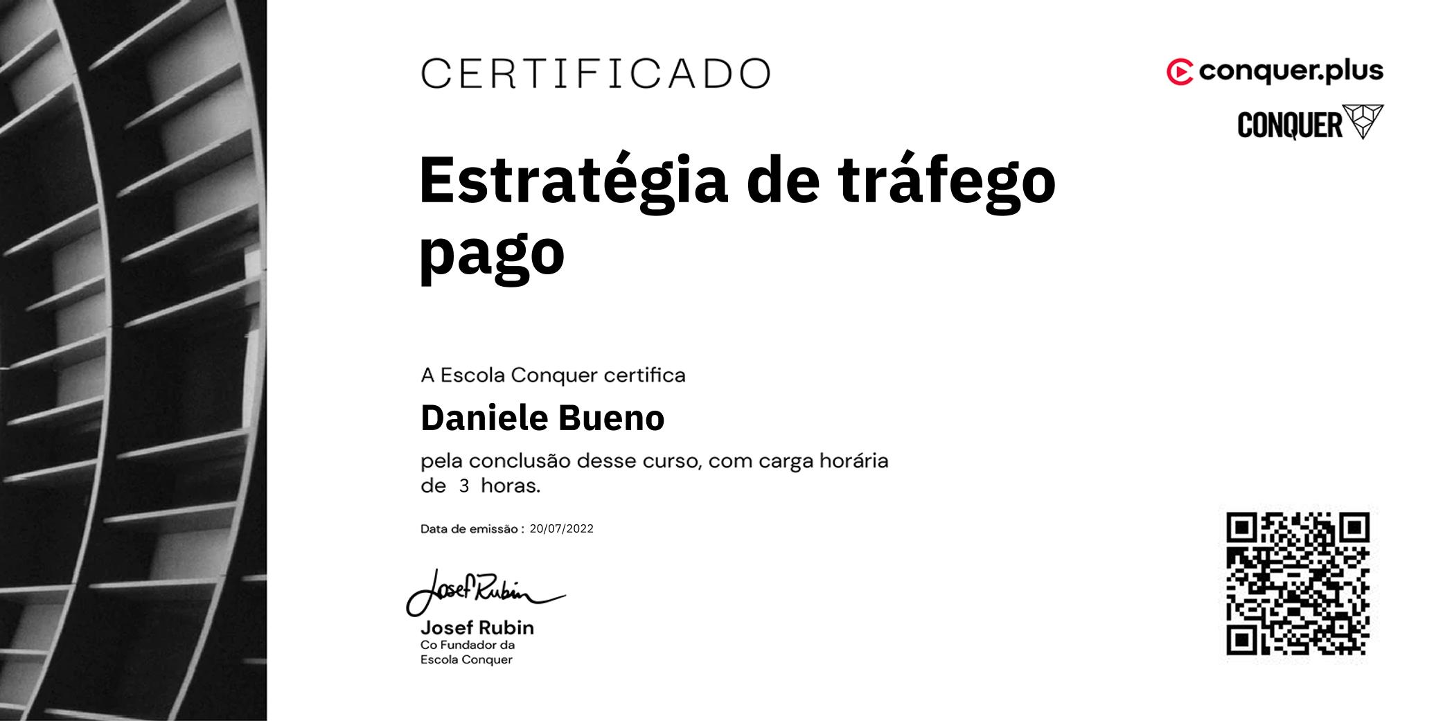 Certificado de Estratégia de tráfego pago